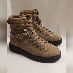 Faux Suede Combat Boot - Worn once